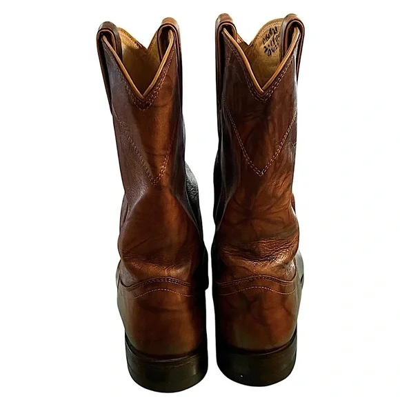 Justin Chestnut Marbled Deerlite Ladies Roper Western Boots Size 7.5B - Picture 5 of 13